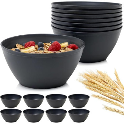 Wheat Straw Unbreakable 28 Oz. Stackable Cereal Bowls For Snacks & Ice Cream (Set Of 8) 6-Inch Reusable, BPA-Free, Dishwasher Safe Dinnerware