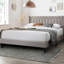 Cadre de lit tête de lit à motif de losanges moderne en tissu pour grand lit 1pc-2007269445