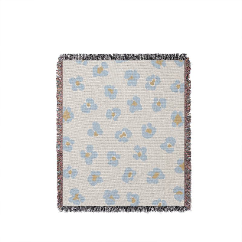 Jeté en coton Cheetah, Bleu clair, beige, 60 po x 80 po