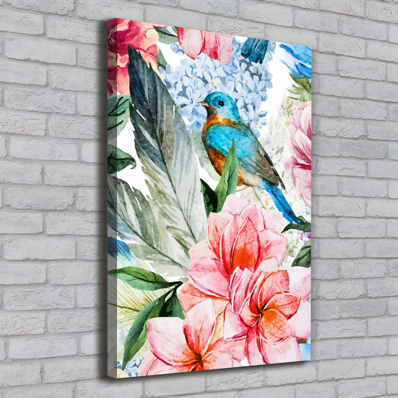 Flowers And Birds - Wrapped Canvas Print