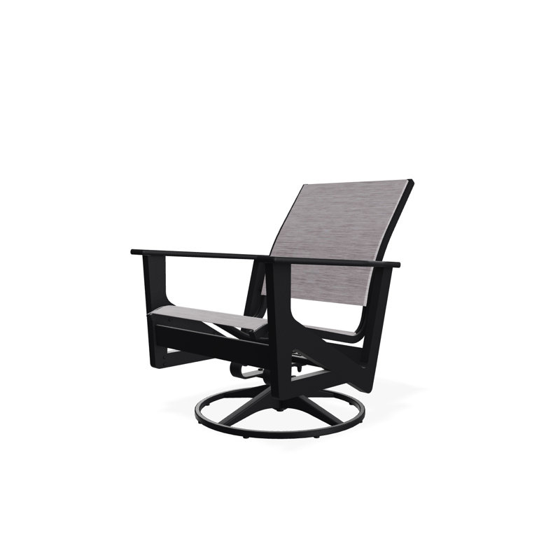 Wexler Outdoor Swivel Lounge Chair, Augustine Shadow, Black
