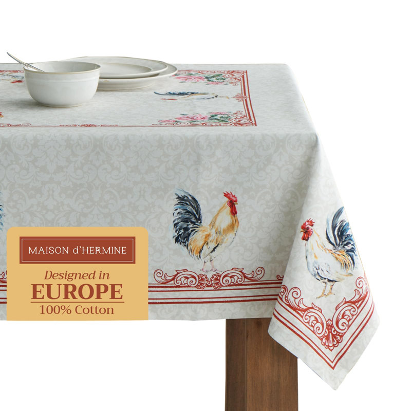 Maison d' Hermine Table Cloth Rectangle Table 100% Cotton 70 x 108 Inches Tablecloth Reusable Decorative for Dining Room Farmhouse Home Valentines Day Decorations Spring Summer - Campagne
