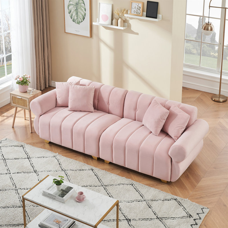 Upholstered Sofa, Pink