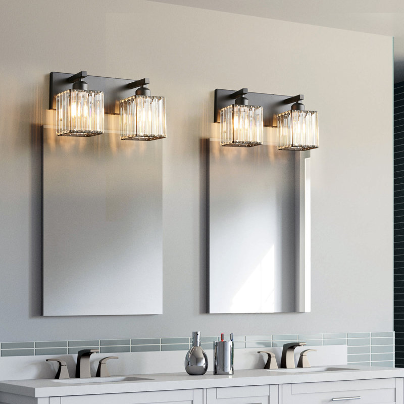 Lanceton Dimmable Vanity Light, Black, 2 Lights