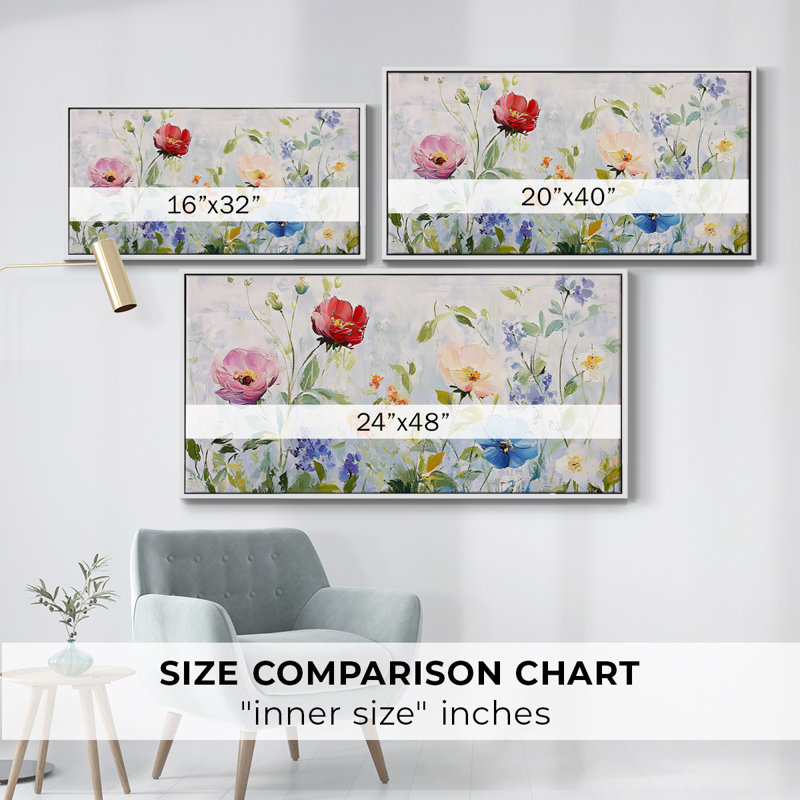 Botanical Series-CCCE - Toile tendue avec châssis tendue, prête à être accrochée, H 21 po x l 41 po, Blanc