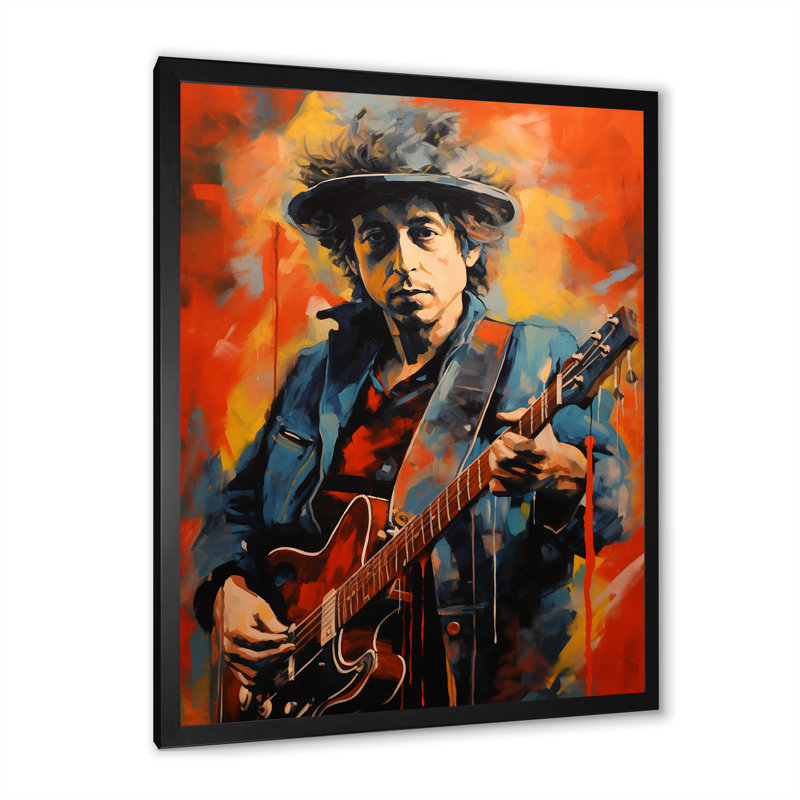 Dylan In Denim Portrait - Musician Wall Art Prints_105755, H 40 po x l 30 po x P 1,5 po, Cadre photo noir