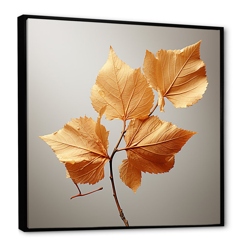 «Copper Leafy Abstractions I», reproduction sur toile, Cadre flottant noir, H 30 po x l 30 po x P 1 po