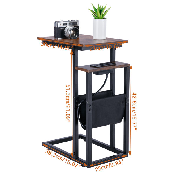 17 Stories End Table with Storage and Charging Station & Reviews