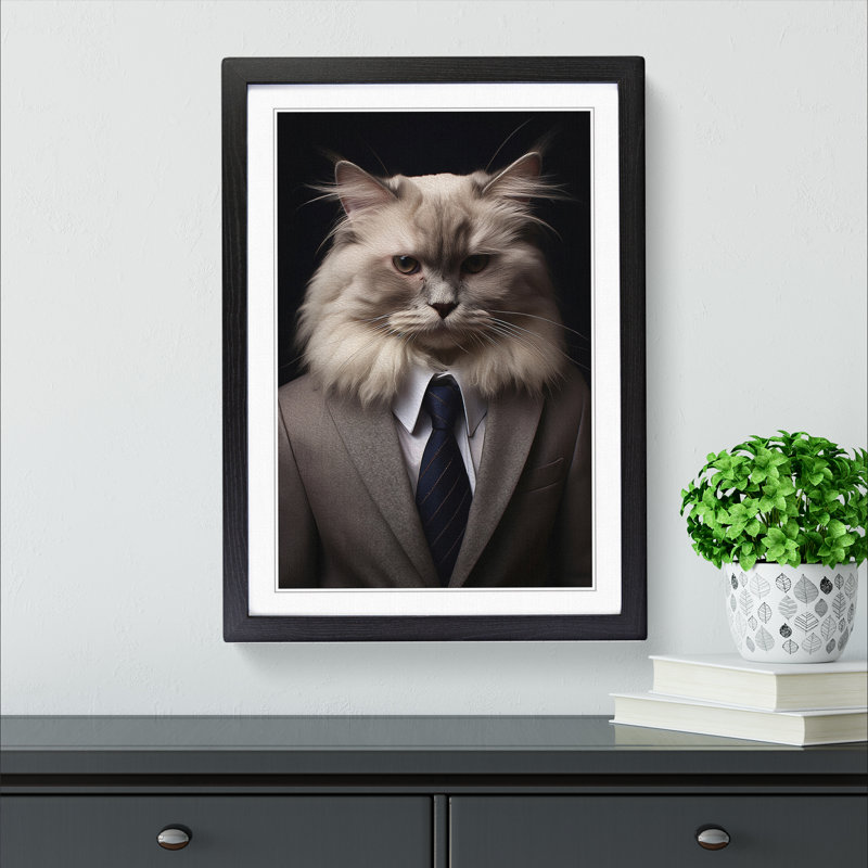 Ragdoll Cat in a Suit Painting No.3 - Framed Print, Black Framed, 34cm H x 25cm W x 2cm D