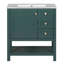 30 Inches Transitional Style Bathroom Vanity Cabinet Combo with Ceramic Sink, Blue-271668299