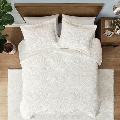 Édredon simple en médaillon brodé avec couvre-lit en fausse fourrure