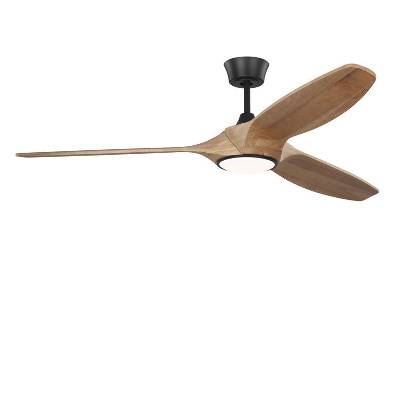 Selen Smart LED Ceiling Fan, Natural Honey, Midnight Black, 60" Wide