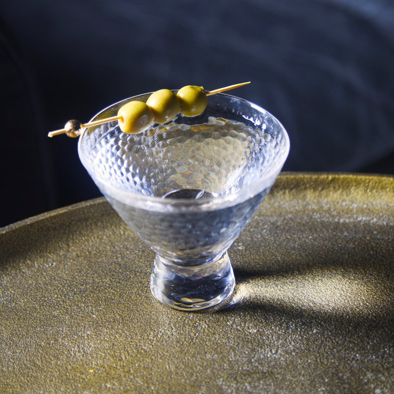Clear Hammered Cocktail Martini Glasses 8.5oz