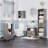 Pedestal Sink Storage Cabinet, Bathroom Under Sink Cabinet With 2 Doors And Open Shelf, Bathroom Vanity, Gray