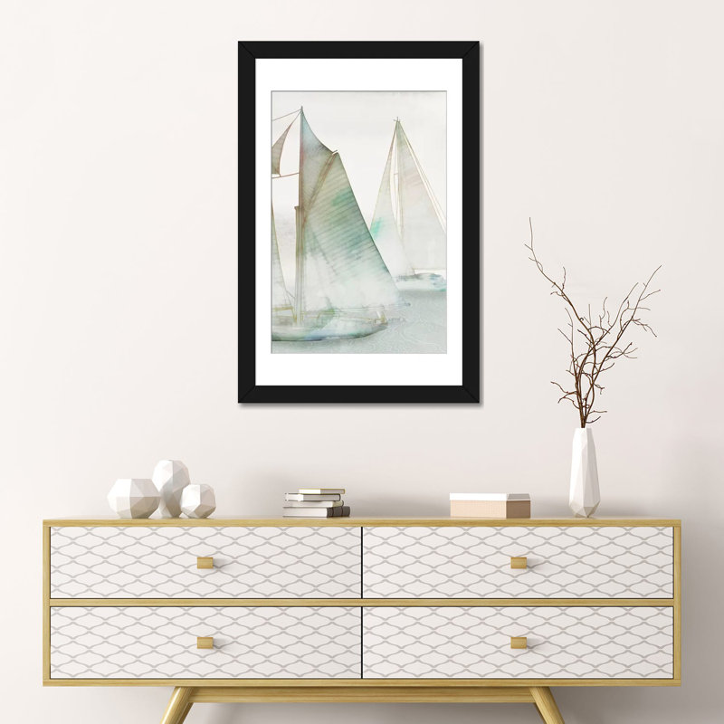 " Glide III " by Edward Selkirk, 24" H x 16" W x 1" D, Black Framed Fine Art Paper, White