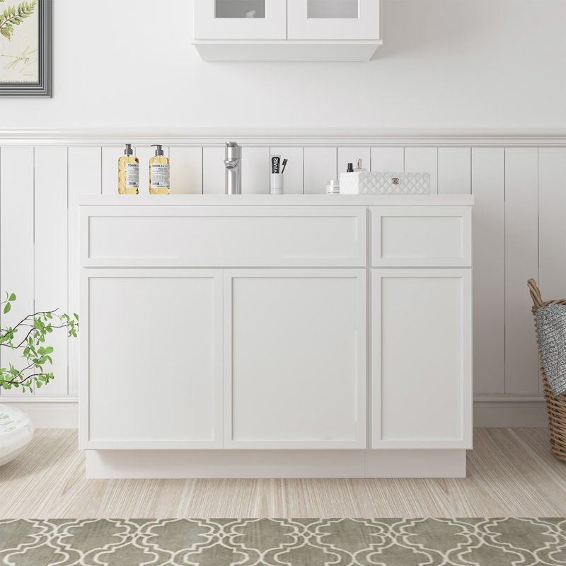 Base de meuble-lavabo simple 48 po seulement, Blanc