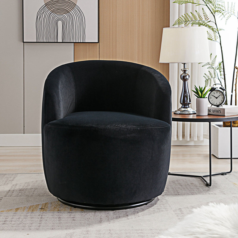 Genece Upholstered Swivel Accent Chair, Black Velvet