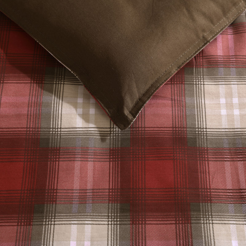 Ensemble d'édredon réversible en coton à carreaux Eddie Bauer, Édredon pour lit simple + 1 taie décorative stan