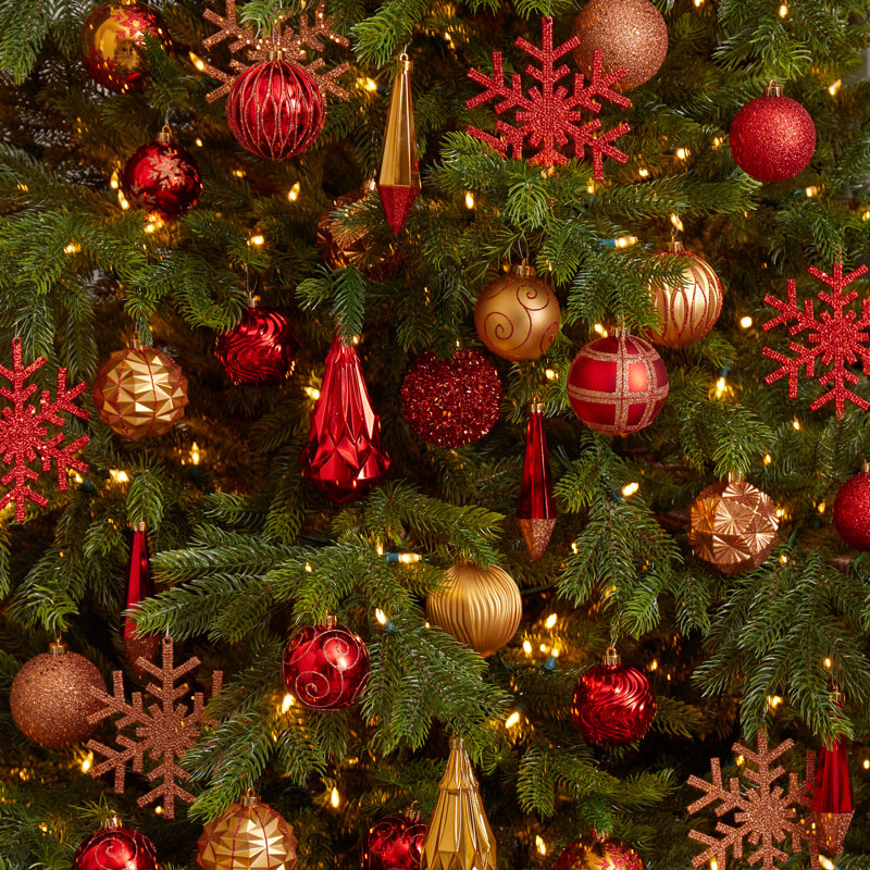 Ensemble de 52 ornements d'arbre de Noël 52 pièces, Rouge