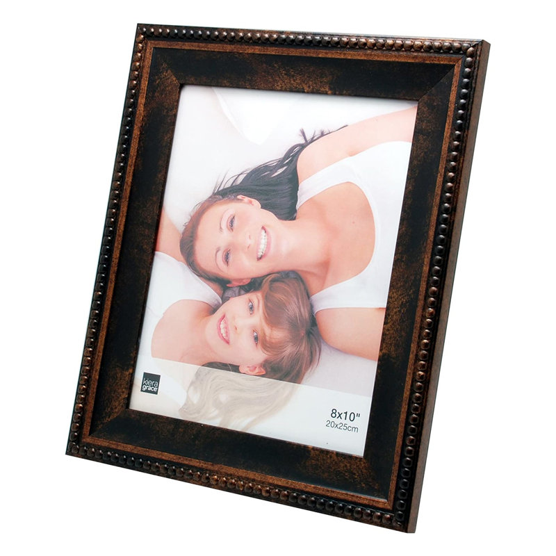 Bronze Beaded 8x10 Tabletop and Wall Picture Frame