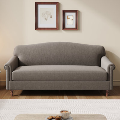Élégant canapé à 2 places avec accoudoirs roulés et revêtement en chenille de qualité supérieure pour le confort et le style dans les petits espaces, brun