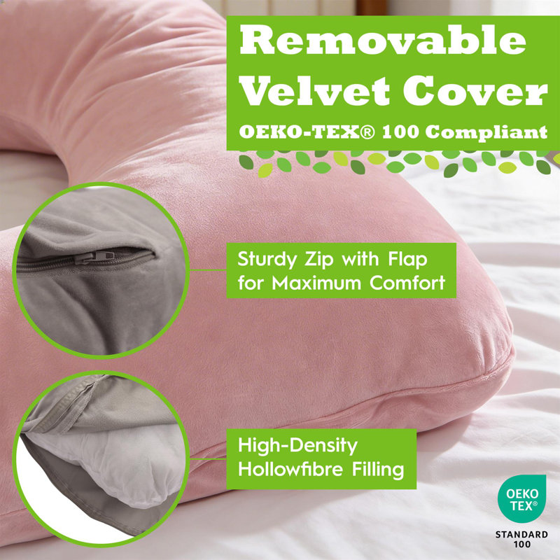 Nicola Spring Pregnancy Pillow with Storage Bag - 52 inch - Grey