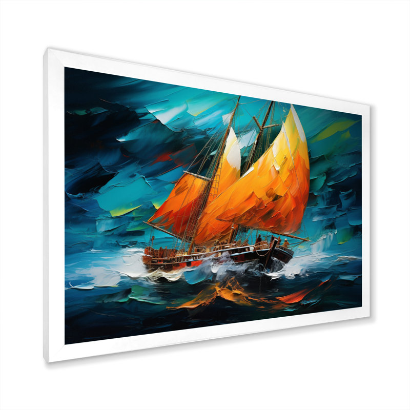 Bateau fusion maritime - impression, H 30 po x l 40 po x P 1,5 po, Cadre simple blanc