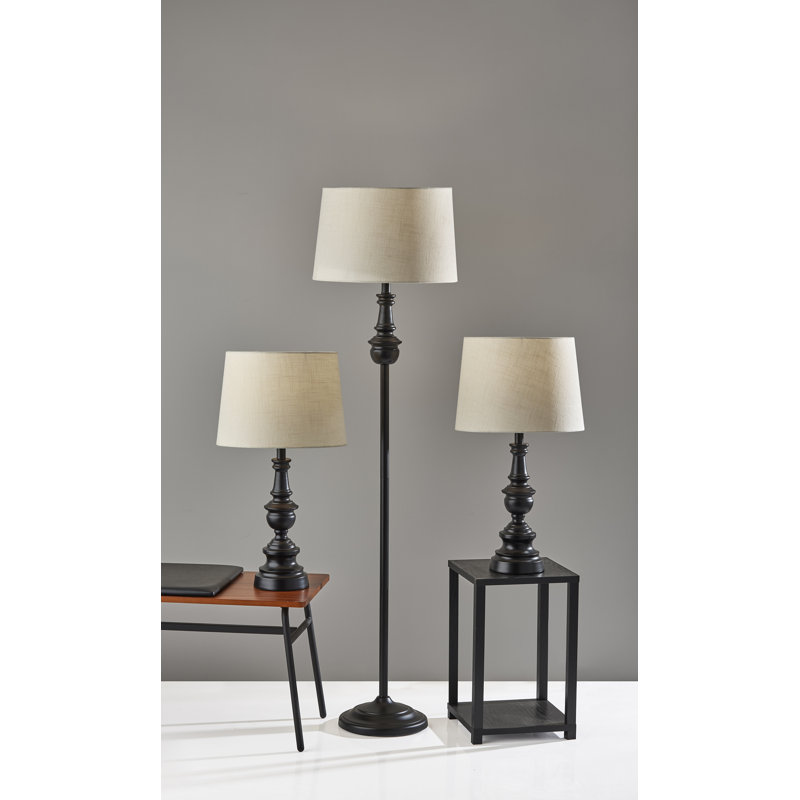 Chiu 60'' Black Column Floor Lamp, White