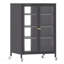 Armoire de rangement multimédia haute 35,8 po avec roulettes, meuble télé stéréo AV avec 4 tablettes et porte réglables en verre, structure en acier robuste pour le salon, assemblage facile
