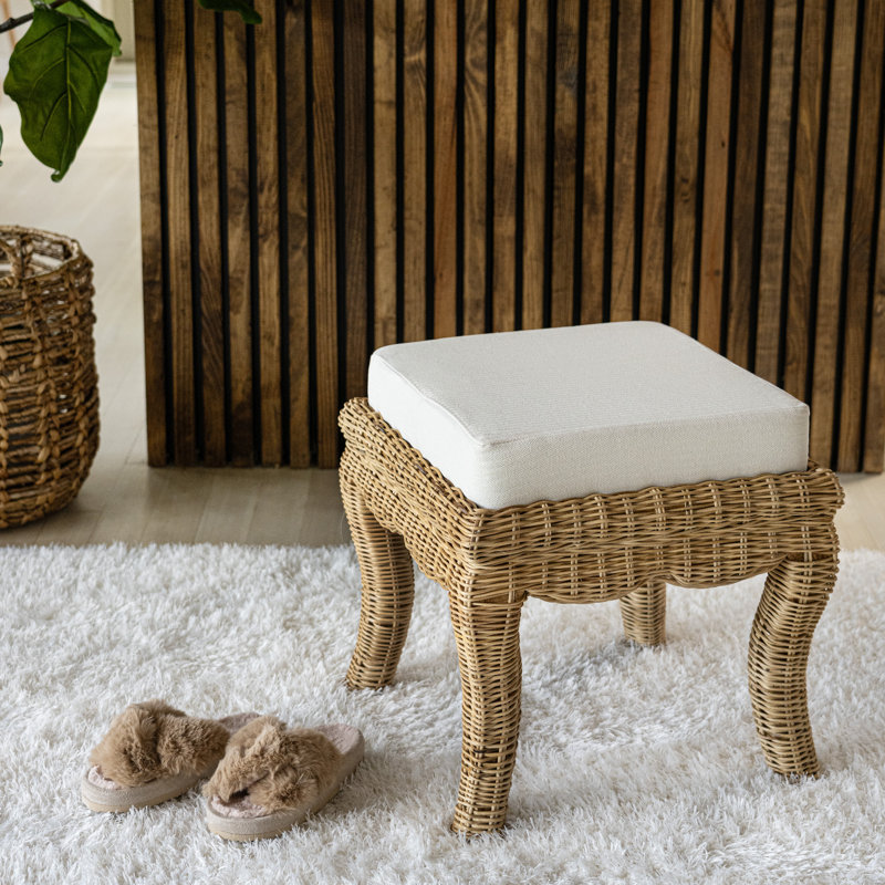 Tabouret de coiffeuse en rotin 18,5 po Rowan Rowan, Naturel