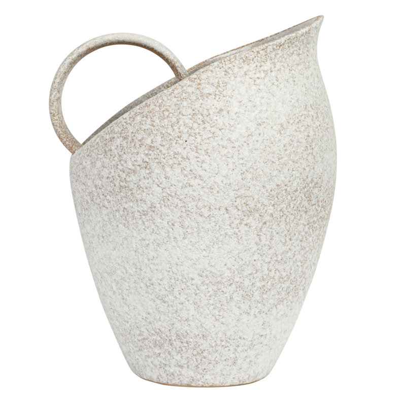 9 Inches 82-Ounce Textured Stoneware Pitcher in Reactive Glaze, Cream