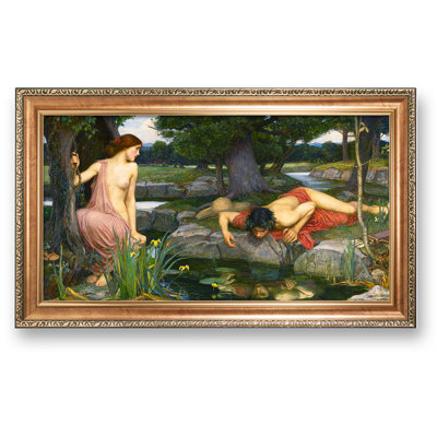 Echo and Narcissus by John William Waterhouse The World Classic Art Reproductions,Framed Art for HomeDecor,Luxurious Gold Embossing Framed