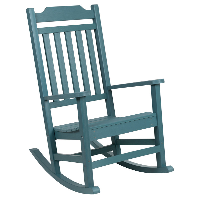 Teal All-Weather Poly Resin Wood Rocking Chair