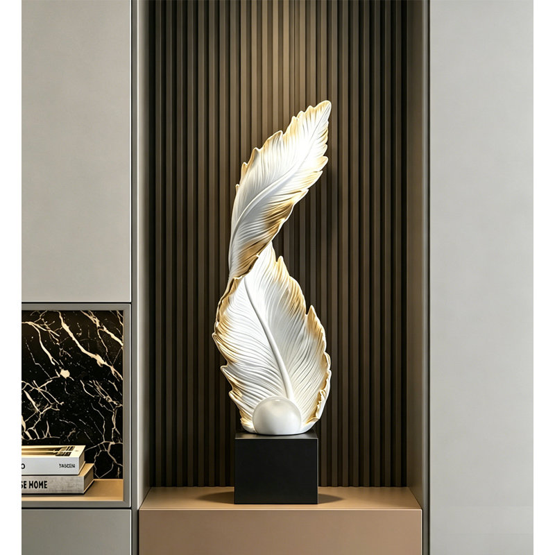 Décoration d'entrée légère en plumes de résine de luxe