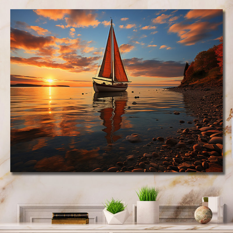 Boat Luminous Horizons I - Transportation Canvas Prints, H 34 po x l 44 po x P 1,5 po, Toile tendue