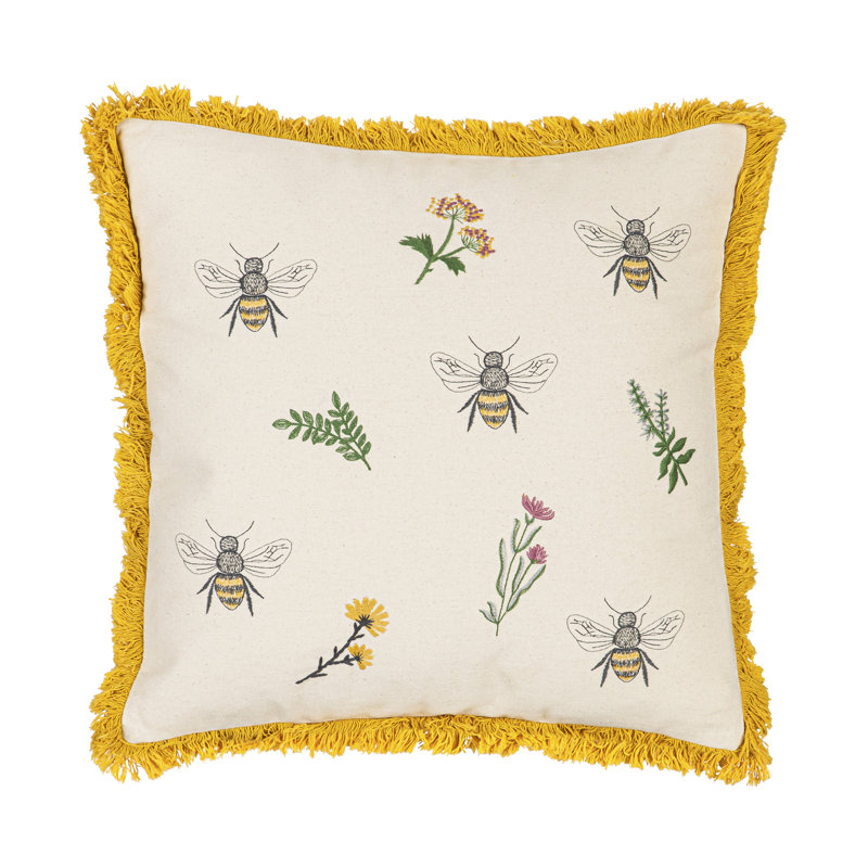 Bourdon carré brodé 18 po x 18 po et coussin floral