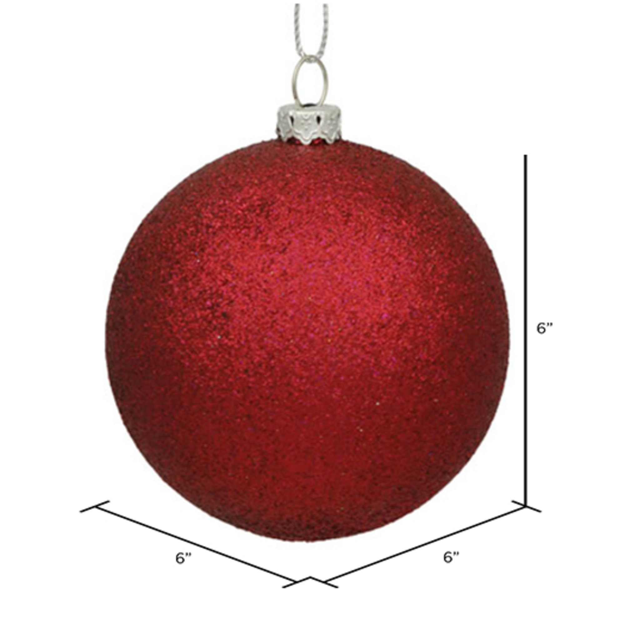 Christmas Ball Ornament, Glitter Wine, 6" H x 6" W x 6" D