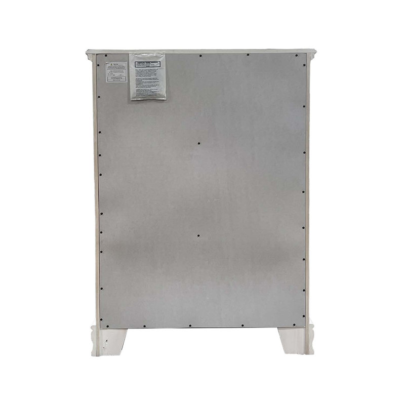 Commode 5 tiroirs Flora, finition blanche, Blanc