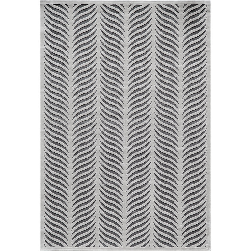 Tapis à rayures argentée Gilberta, Rectangle 2 pi x 3 pi
