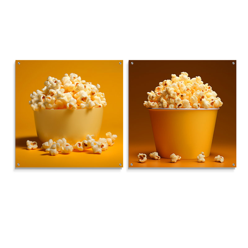 Ensemble de 2 bols en pop-corn en verre Buttery Light, H 16 po x l 33 po