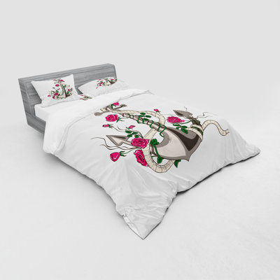 Ensemble de housse de couette en microfibre rose blanc / rose