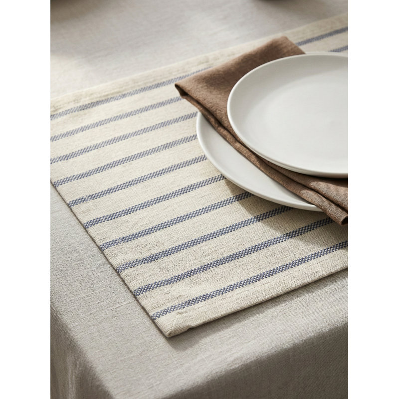 Black Regatta Stripe Indoor Outdoor Placemat, Black