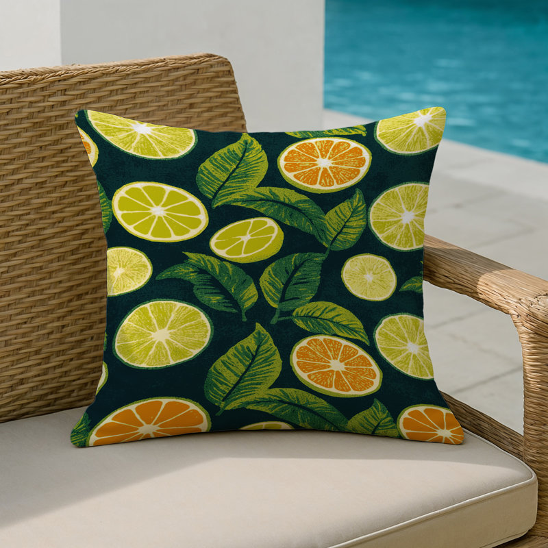 Coussin intérieur et extérieur, Carré 20 po, Calamansi