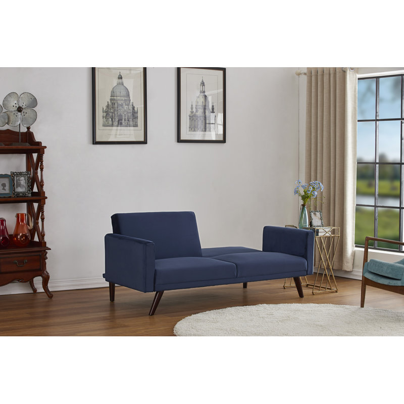 Ridgewood 72 " Velvet Convertible Sofa, Dark Blue