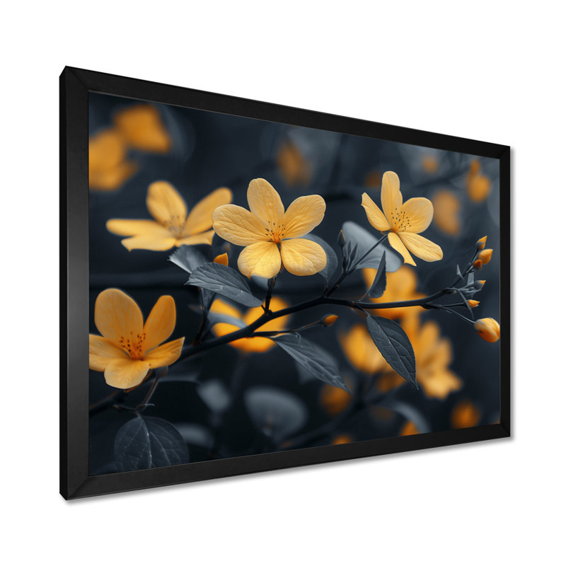 Gillies - Décoration murale cerisier en fleurs, Toile encadrée noire simple, H 12 po x l 20 po x P 1 po