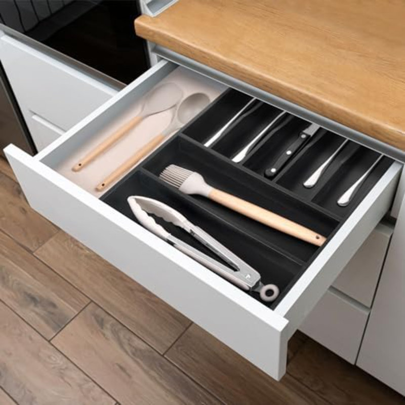 Range-ustensiles de cuisine en bambou Kitchen Kitchen, Noir