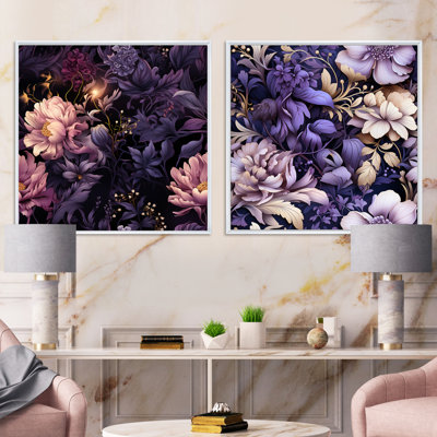 Athey - Ensemble de 2 collages carrés floraux