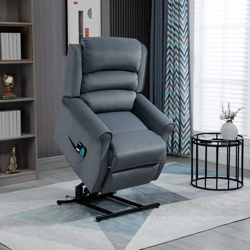 Syair Faux Leather Lift Assist Recliner, Blue