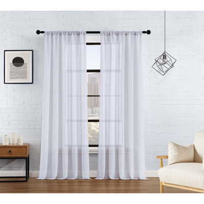 Paire de rideaux transparents synthétiques avec passe-tringle