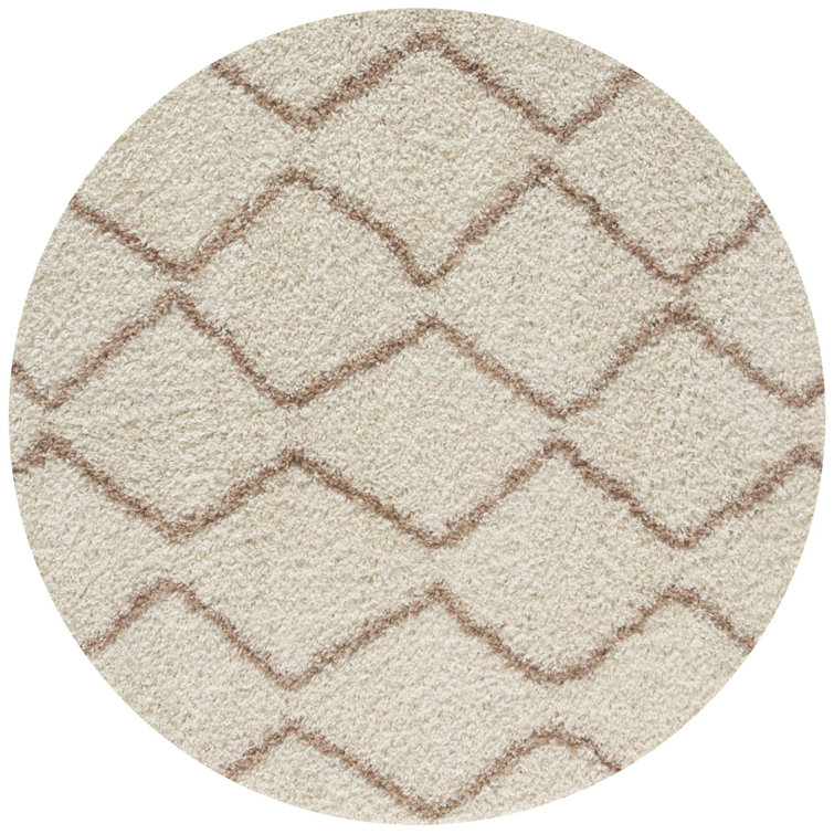 Moroccan Shaggy Collection Rugs Boho Design in Ivory/Beige